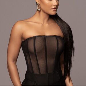 JLUXLABEL Black Sheer Strapless Corset Top